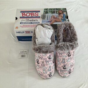 Skechers BOBS Cuddle Kitten Memory Foam Slip-On Slippers / Size 9 / New with Box